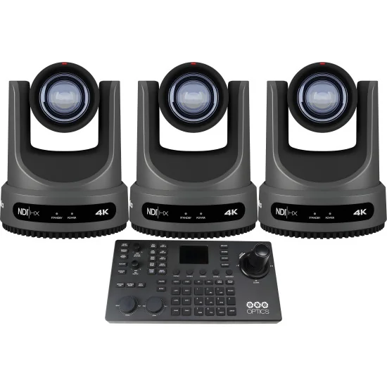 PTZOptics Move 4K 12x 3 Flex Bundle | Kit 3x PTZ Camera 12x Zoom + PTZOptics SUPERJOY Camera Controller