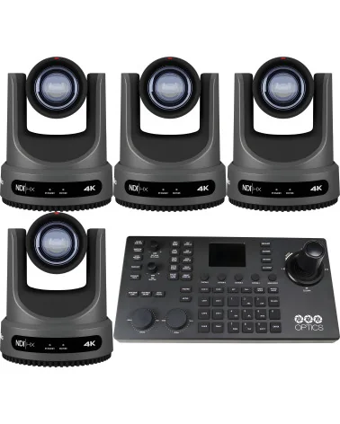 PTZOptics Move 4K 12x 4 Flex Bundle | Kit 4x PTZ Camera 12x Zoom + PTZOptics SUPERJOY Camera Controller