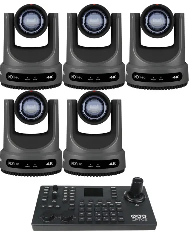 PTZOptics Move 4K 12x 5 Flex Bundle | Kit 5x PTZ Camera 12x Zoom + PTZOptics SUPERJOY Camera Controller