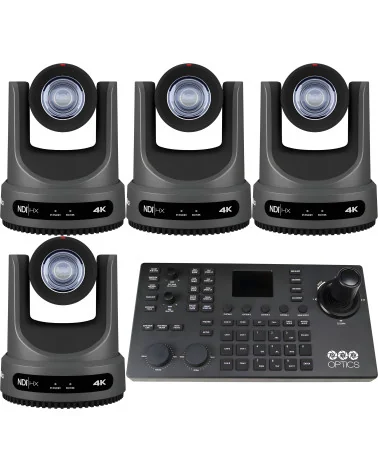 PTZOptics Move 4K 20x 4 Flex Bundle | Kit 4x PTZ Camera 20x Zoom + PTZOptics SUPERJOY Camera Controller