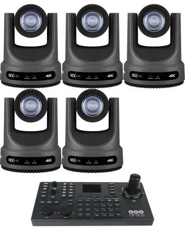 PTZOptics Move 4K 20x 5 Flex Bundle | Kit 5x PTZ Camera 20x Zoom + PTZOptics SUPERJOY Camera Controller