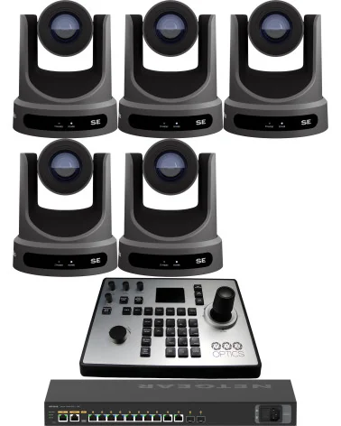 PTZOptics Move SE 20x 5 Full Bundle | Kit 5x PTZ Caméra 20x Zoom + PTZOptics PT-JOY-G4 Contrôleur + Netgear AV Line Switch