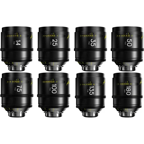 DZOFilm Arles 8-Lens Kit 14/21/25/35/50/75/100/135mm FF/VV Prime Cine Lens PL Mount | Full Frame Vista Vision Cinema Lenses