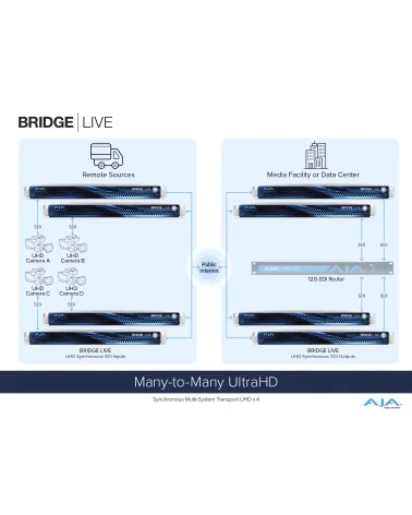 AJA Bridge Live 12G | Encodeur, décodeur, transcodeur, NDI, IP Streaming, SDI 4 canaux