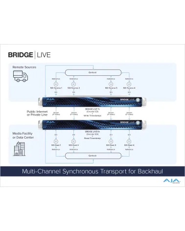 AJA Bridge Live 12G | Encodeur, décodeur, transcodeur, NDI, IP Streaming, SDI 4 canaux