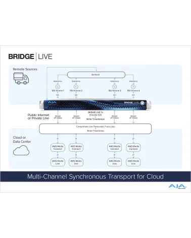 AJA Bridge Live 12G | Encodeur, décodeur, transcodeur, NDI, IP Streaming, SDI 4 canaux