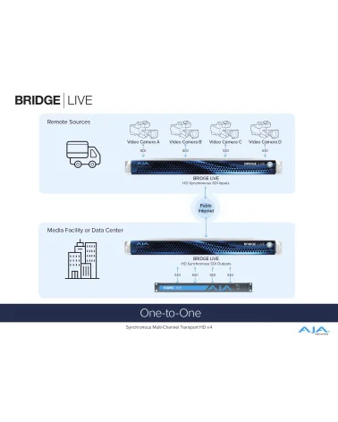 AJA Bridge Live 12G | Encodeur, décodeur, transcodeur, NDI, IP Streaming, SDI 4 canaux