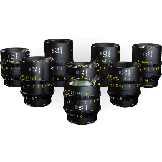 DZOFilm Vespid Prime 8-Lens Kit (16 T2.8 + 25/35/50/75/100/125 T2.1 + Macro 90 T2.8) PL & EF | Full Frame Cine Lenses