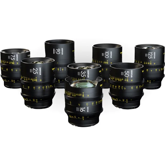 DZOFilm Vespid Prime 8-Lens Kit (16 T2.8 + 25/35/50/75/100/125 T2.1 + Macro 90 T2.8) PL Mount + EF