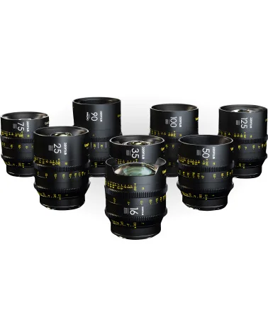 DZOFilm Vespid Prime 8-Lens Kit (16 T2.8 + 25/35/50/75/100/125 T2.1 + Macro 90 T2.8) PL & EF | Full Frame Cine Lenses