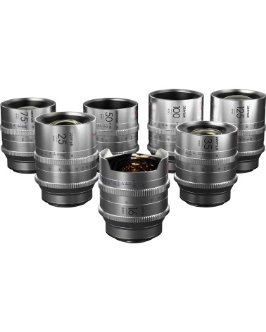 DZOFilm Vespid Retro 7-Lens Kit (16/25/35/50/75/100/125 T2.1) PL & EF Mount | Full Frame Cine Lenses