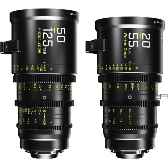 DZOFilm Pictor Zoom 2-Lens Kit (50-125mm/20-55mm T2.8) Black PL & EF Mount (S35) | Parfocal Cine Lenses for Super 35mm