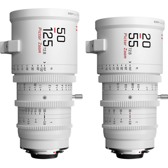 DZOFilm Pictor Zoom 2-Lens Kit (50-125mm/20-55mm T2.8) White PL & EF Mount (S35) | Parfocal Cine Lenses for Super 35mm