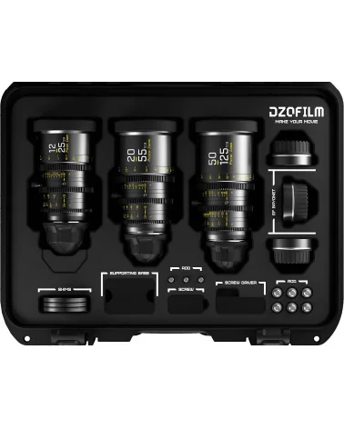 DZOFilm Pictor Zoom 3-Lens Kit (12-25/20-55/50-125 T2.8) Black PL & EF Mount (S35) | Objectifs Cinéma parfocaux Super 35mm