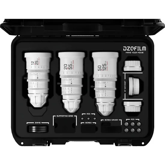 DZOFilm Pictor Zoom 3-Lens Kit (12-25/20-55/50-125 T2.8) White PL & EF Mount (S35)