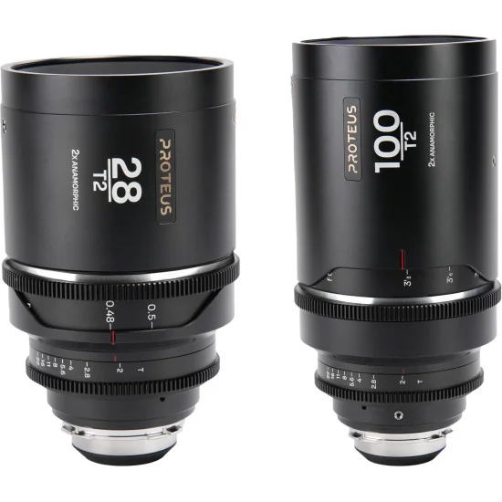 Laowa Proteus 2-Lens Bundle Set C 28mm, 100mm T2 2X Anamorphic S35 (Silver) PL + EF