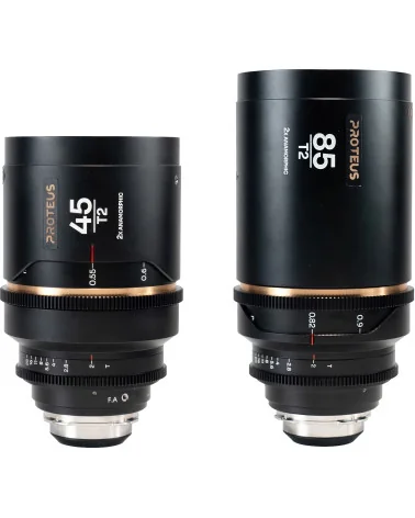 Laowa Proteus 2-Lens Bundle 45mm, 85mm T2 2X Anamorphic S35 (Amber) PL + EF