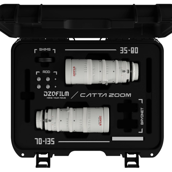 DZOFilm Catta Zoom 2-Lens Kit (35-80/70-135 T2.9) White Sony E Mount (FF) | Full Frame Parfocal Cine Lenses
