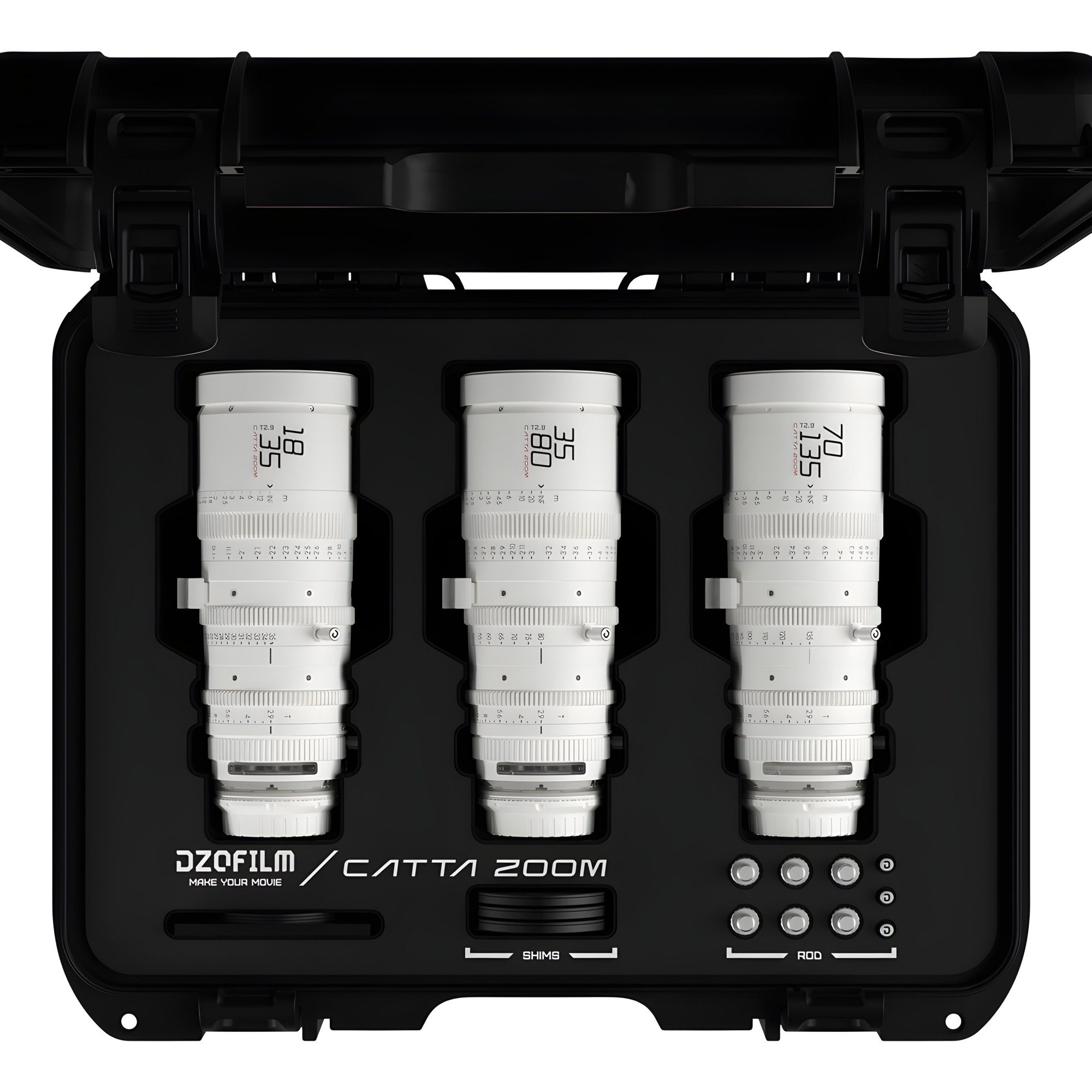 DZOFilm Catta Zoom 3-Lens Kit (18-35/35-80/70-135 T2.9) White Sony E Mount (FF) | Full Frame Parfocal Cine Lenses