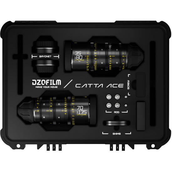 DZOFilm Catta Ace Zoom 2-Lens Kit (35-80/70-135 T2.9) Black PL & EF Mount (VV/FF) | Full Frame Parfocal Cine Lenses
