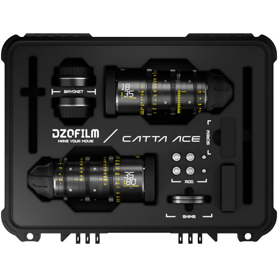 DZOFilm Catta Ace Zoom 2-Lens Kit (18-35/35-80 T2.9) Black PL & EF Mount (VV/FF) | Objectifs Cinéma Plein format parfocaux
