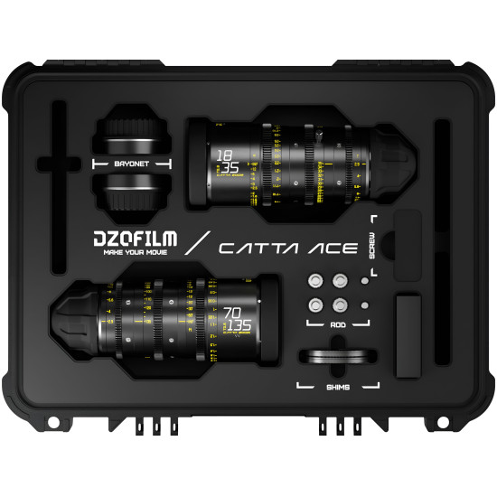 DZOFilm Catta Ace Zoom 2-Lens Kit (18-35/70-135 T2.9) Black PL & EF Mount (VV/FF) | Objectifs Cinéma Plein format parfocaux