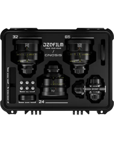 DZOFilm Gnosis Macro 3-Lens Kit (Macro 24/32/65 T2.8) LPL/PL & EF Mount (VV/FF) | Objectifs Cinéma Plein format