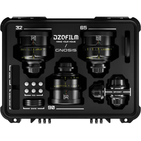 DZOFilm Gnosis Macro 3-Lens Kit (Macro 32/65/90 T2.8) LPL/PL & EF Mount (VV/FF) | Objectifs Cinéma Plein format