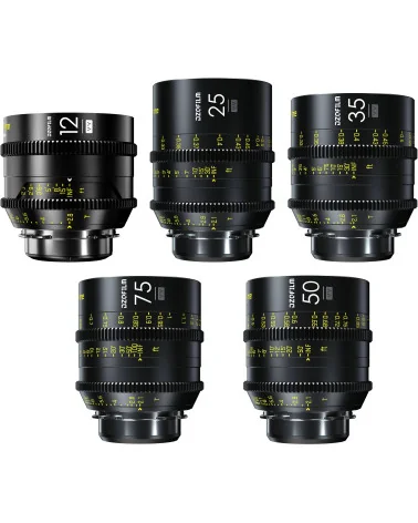 DZOFilm Vespid Prime 5-Lens Kit (12mm/25mm/35mm/50mm/75mm T2.1) PL & EF Mount (VV/FF)