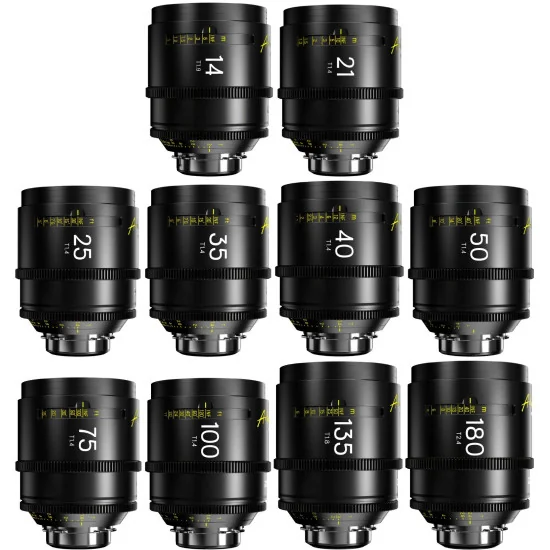 DZOFilm Arles 10-Lens Kit 14/21/25/35/40/50/75/100/135/180mm FF/VV Prime Cine Lens PL Mount