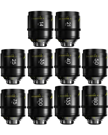 DZOFilm Arles 10-Lens Kit 14/21/25/35/40/50/75/100/135/180mm FF/VV Prime Cine Lens PL Mount