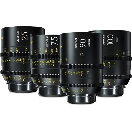 DZOFilm Vespid Prime 4-Lens Kit (25mm/75mm/100mm T2.1 + Macro 90mm T2.8) EF Mount (FF)