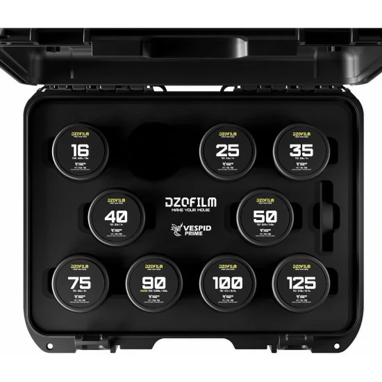 DZOFilm Vespid Prime 9-Lens Kit (16 T2.8 + 25/35/40/50/75/100/125 T2.1 + Macro 90 T2.8) PL