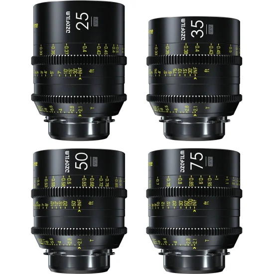 DZOFilm Vespid Prime 4-Lens Kit (25mm/35mm/50mm/75mm T2.1) PL Mount + EF (VV/FF)