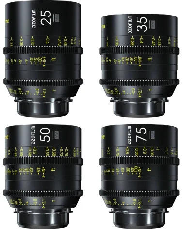 DZOFilm Vespid Prime 4-Lens Kit (25mm/35mm/50mm/75mm T2.1) PL Mount + EF (VV/FF)
