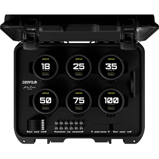 DZOFilm Arles 6-Lens Kit 18/25/35/50/75/100mm T1.4 FF/VV Prime Cine Lens PL Mount