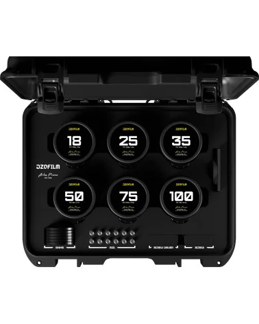 DZOFilm Arles 6-Lens Kit 18/25/35/50/75/100mm T1.4 FF/VV Prime Cine Lens PL Mount