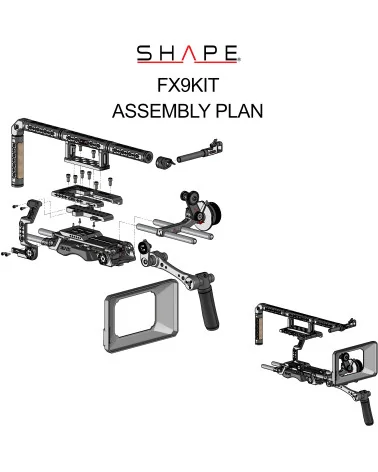 SHAPE Sony FX9 Kit FX9KIT | Crosse d’épaule, Poignée Supérieure, Matte Box et Follow Focus