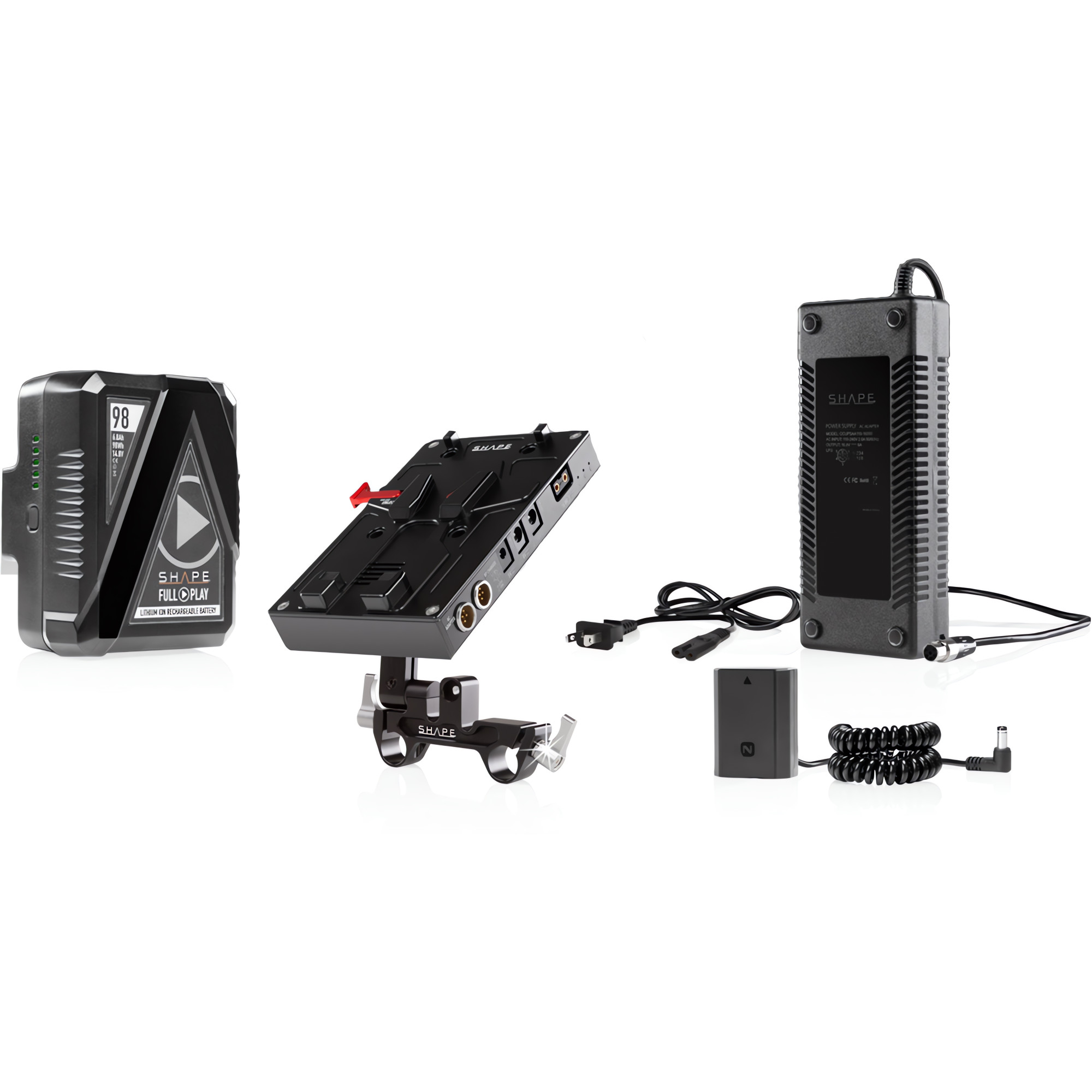 SHAPE 98Wh Battery Kit J-Box Camera Power and Charger for Sony A7R3, A7S3, A7R4, A7R5, FX3, FX30 KBA73 | Plaque de batterie
