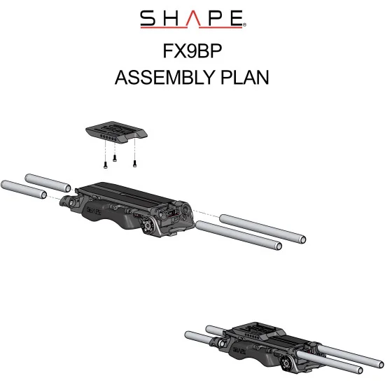 SHAPE Sony FX9 V-Lock Quick Release FX9BP | Baseplate & Rod System