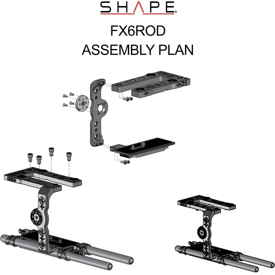 SHAPE Sony FX6 Camera Cage 15mm LW FX6ROD | Baseplate, Rod System