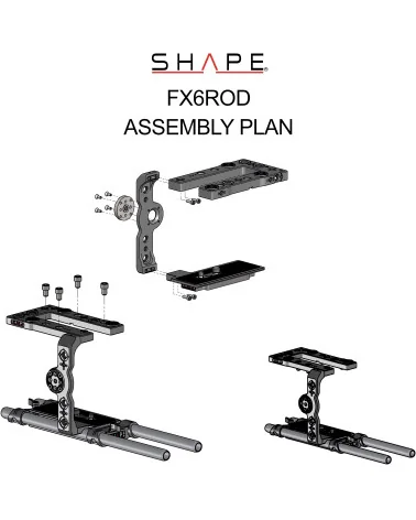 SHAPE Sony FX6 Camera Cage 15mm LW FX6ROD | Baseplate, Rod System