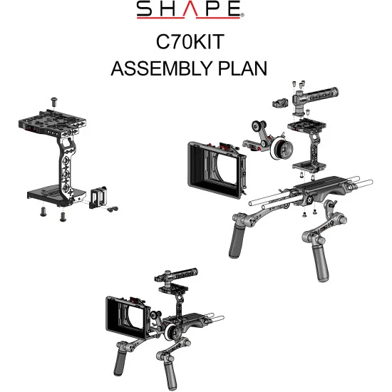 SHAPE Canon C70 Kit C70KIT | Crosse d’épaule, Matte Box et Follow Focus