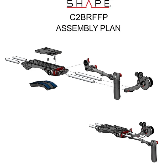 SHAPE Canon C200, C200B Bundle Rig C2BRFFP | Shoulder Rig & Follow Focus