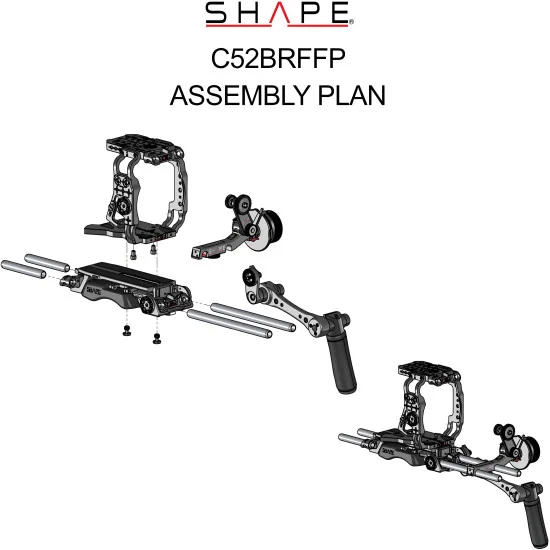 SHAPE Canon C500 Mark II, C300 Mark III Pro Shoulder Rig Kit C52BRFFP | Crosse d’épaule et Follow Focus