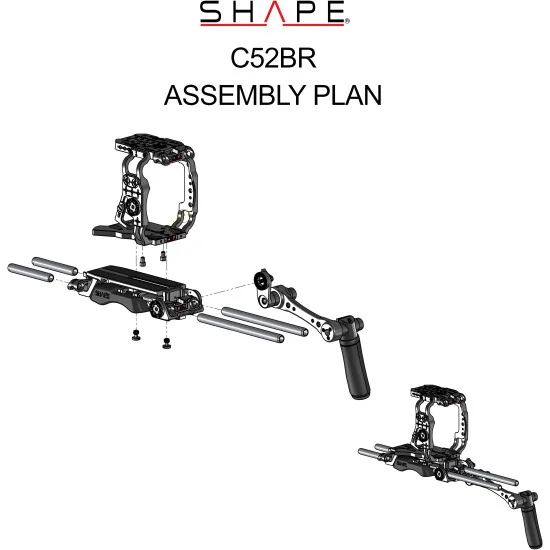 SHAPE Canon C500 Mark II, C300 Mark III Pro Shoulder Rig Kit C52BR | Crosse d’épaule