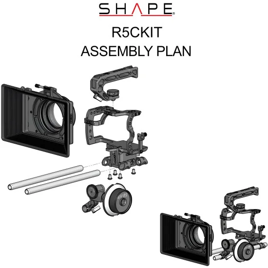 SHAPE Canon R5C, R5, R6 Cage Kit R5CKIT | Plaque de base, Matte Box et Follow Focus