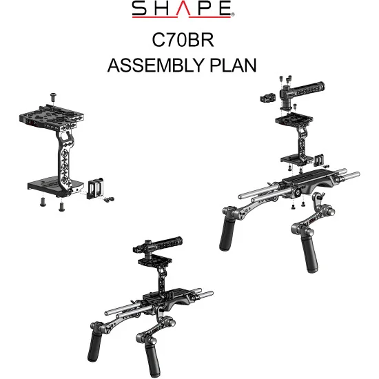 SHAPE Canon C70 Baseplate, Cage with Handles C70BR | Shoulder Rig