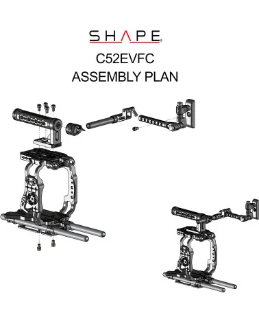 SHAPE Canon C500 Mark II, C300 Mark III Cage Kit C52EVFC | Cage Camera, Poignée Supérieure & Support EVF