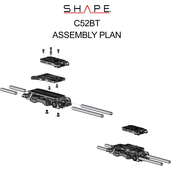 SHAPE Canon C500 Mark II, C300 Mark III Shoulder Rig Kit C52BT | Crosse d’épaule